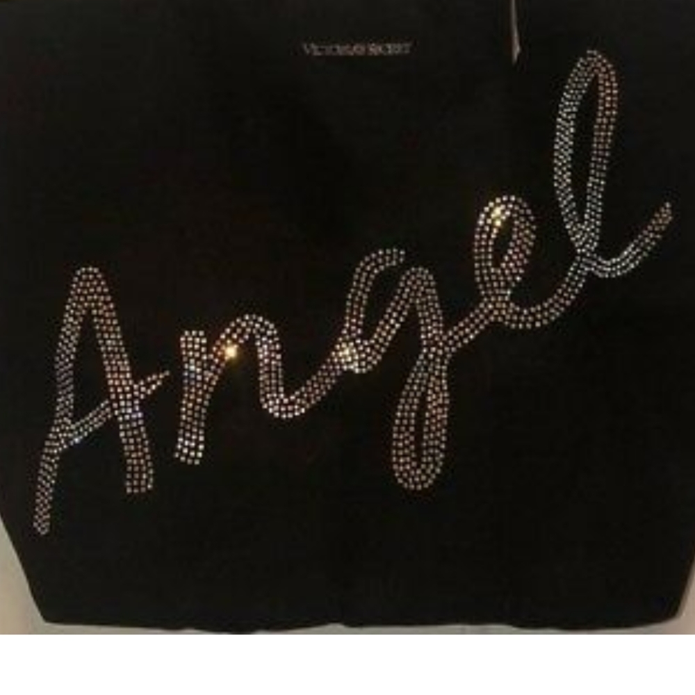 Victoria's Secret Angel XLarge Black Canvas Tote - Picture 4 of 8